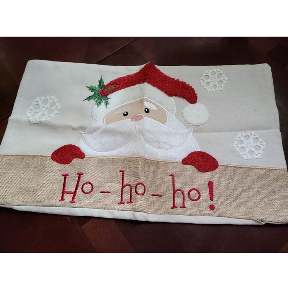 Christmas Throw Pillow Cover Embroidered Decorative Case Holiday Santa Decor 20" - Picture 2 of 9